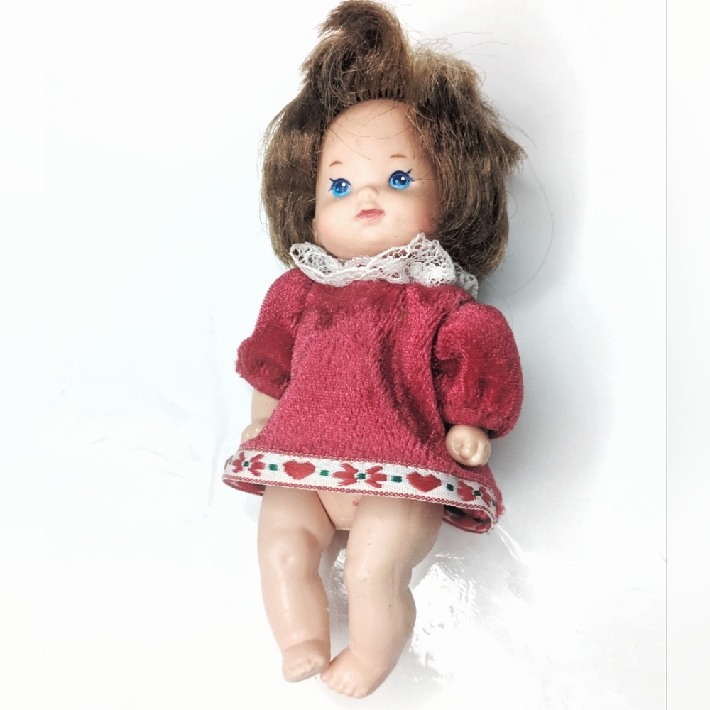 Vintage Mattel Happy Heart Family Kiss Doll with Pink Dress 1976